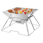 Barbecue - sunjas - pliable et portable - acier inox - 31 x 31 x 21 cm - charbon de bois