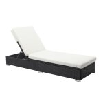 Sunny : bain de soleil en r�sine tress�e noir et matelas blanc