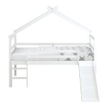 Lit cabane avec toboggan - sunny - sunny river - blanc - 90x200 cm - 1 place
