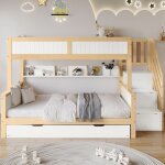 Superposé 3 lits bébé protection grille pliable armoire escalier dangle pin + mdf blanc + nature 90x200 ... Superposé 3 lits bébé protection grille pliable armoire escalier dangle pin + mdf blanc + nature 90x200 ...