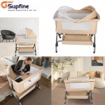 Supfine 104 x 52 x 103 - 115cm berceau cododo pour bb 2 en 1  roulettes lit volutif pour nouveau ...