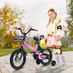 Supfine 16 pouces v�lo enfant pour les filles de 5 � 8 ans v�lo gilrs avec roues stabilisatrices et panier ...