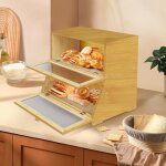 Supfine 2 �tages de bo�tes � pain en bois 40 * 20 * 33cm capacit� de poids 10 kg rangement pour le pain ...