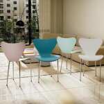 Supfine lot de 4 chaises de salle  manger empilables chaises de cuisine capacit de 120kg blanc / rose ...