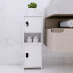 Supfine armoire de rangement pour salle de bain colonne buanderie avec 1 compartiments ouverts et 2 �tag�res ...