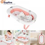 Supfine baignoire pour bb en pp + pet - 80 x 50 x 23 cm - rose - dtection de la temprature en temps ...