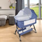 Supfine berceau cododo pour b�b� 2 en 1 lit �volutif � roulettes convient de la naissance � 36 mois bleu ...