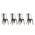 Supfine chaise en mtal chaise de bistrot lot de 4 chaises de salle  manger en fer avec dossier chaises ...