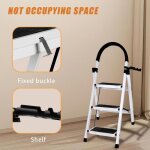 Supfine �chelle pliante 3 marches - escabeau pliant compact en acier - 41. 5x57x104cm - l�ger - peu encombrant ...