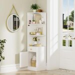 Supfine �tag�re colonne de rangement biblioth�que verticale avec 3 compartiments ouverts 1 tiroir et ...