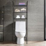 Supfine Étagère de toilettes - support sur pied polyvalente meuble pour wc et machine à laver en noir ... Supfine Étagère de toilettes - support sur pied polyvalente meuble pour wc et machine à laver en noir ...