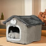 Supfine niche pour chat en peluche facile À nettoyer pliable avec coussins amovibles abri pour maison ... Supfine niche pour chat en peluche facile À nettoyer pliable avec coussins amovibles abri pour maison ...