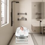 Supfine xl baignoire pliable b�b� - baignoire b�b� sur pied avec si�ge confortable et petit seau deau ...