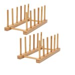 Support pour assiettes de cuisine en bois de bambou pour planche � d�couper �gouttoir � vaisselle organiseur ...