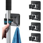 Support  balai en acier inoxydable 4 pices support  balai mural autocollant aucun perage requis avec ...