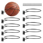 Support ballon foot mural en m�tal noir lot de 10 supports avec 20 vis rangement mural universel pour ...