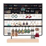 Support  boucles doreilles 3 niveaux organisateur avec base en bois pour jusqu 144 boucles doreilles ...