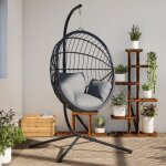 Support de chaise suspendue en forme d ?uf noir acier