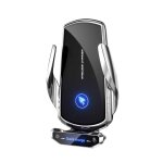 Support chargeur voiture sans fil 15w serrage auto ventouse pour tous les smartphones (argent)