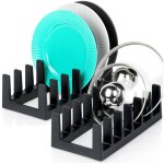 Supports pour couvercles et assiettes - organisateur vertical - 28 x 15 x 9 cm - noir
