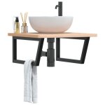 Supports d�tag�res pour lavabo - vidaxl - 4007288 - trap�ze acier noir - lot 2 - charge 100 kg