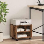 Support dimprimante - vidaxl - bois ancien - 41x32x33. 5 cm - roulettes