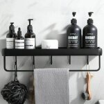 Support de douche sans perage porte - serviettes en aluminium rangement pour salle de bain et cuisine ...