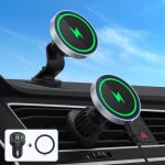 Support induction 15w voiture grille a�ration chargeur mag - safe sans fil compatible iphone s�rie smartphones ...