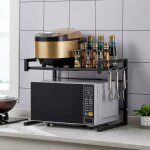 Support de micro - ondes acier pour cuisine - mipan - �tag�re � �pices - r�glable - avec 3 crochets - ...