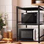 Support micro - ondes double couche support de rangement de comptoir multicouche noir 40 - 40 / 64 * ...