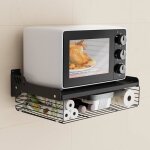 Support micro onde mural etagere micro onde 2 niveaux avec panier rangement support mural micro onde ...