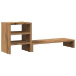Support de moniteur r�glable - vidaxl - bois ding�nierie - ch�ne artisanal - 80x20x30 cm