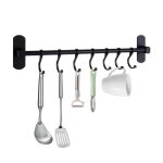 Support mural en acier inoxydable pour ustensiles de cuisine support avec 7 crochets barre de cuisine ... Support mural en acier inoxydable pour ustensiles de cuisine support avec 7 crochets barre de cuisine ...