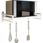 Support mural pour micro - ondes - woopso - acier carbone - 58x36 cm - blanc - montage mural - d�tachable ...