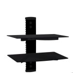 Support murale insour pour décodeur - Étagère à double verre ajustable 36x25x20 cm Support murale insour pour décodeur - Étagère à double verre ajustable 36x25x20 cm