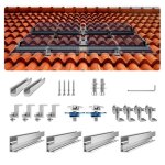 Support de panneau solaire - vevor - aavec 4 rails 760 mm 4 pinces dextrmit 2 pinces lgres - pour ...