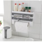 Support de papier film daluminium cuisine découpe facile murale gris Support de papier film daluminium cuisine découpe facile murale gris