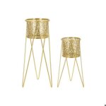 Support � plantes en m�tal glod (lot de 2)