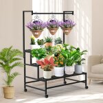 Support pour plante avec roulettes - tagre  3 niveaux en mtal - pour intrieur et extrieur - plusieurs ...