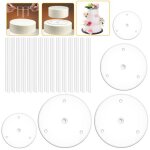 Support / pr�sentoir � pop cake - nicavkit - lot 5 plateaux - 9 / 12 / 16 / 20 / 20 cm - 15 chevilles ...