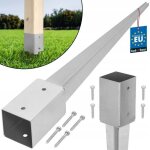 Support de poteau a enfoncer en acier galvanis - piquet pour poteau de clture - 81 x 81 mm - longueur ...