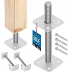 Support de poteau - set de 2 pied de poteau galvanisé et réglable - pour bois - filetage m24 mm - 80 ... Support de poteau - set de 2 pied de poteau galvanisé et réglable - pour bois - filetage m24 mm - 80 ...