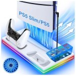 Support ps5 / slim / pro avec refroidissement ps5 ventilateur ps 5 avec indicateur led et chargeur ps ...