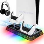 Support ps5 pour ps5 ps5 slim avec station de refroidissement et de charge double manettes ventilateur ...