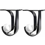 Support tringle  rideau - 2 pices - fixation plafond - alliage de zinc - noir