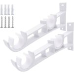 Support de tringle � rideau - kkcvv - double rail - fix� au mur - pour tringles 28mm - 32mm - blanc