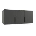 Surmeuble pour armoire meuble de rangement avec 3 portes coloris graphite - longueur 120 x hauteur 40 ...