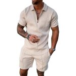 Survetement ensemble homme �t� manche courte sport deux pi�ces polo imprim�e tee shirt court pantalon ...