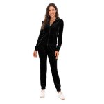 Survtement femme ensemble automne 2 pices sport casual - noir