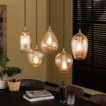 Suspension 5 lampes 120x20x150 cm en verre et mtal